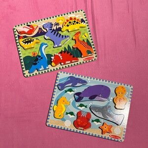 Melissa & Doug Colorful Dinosaur and Sea Life Puzzle Set